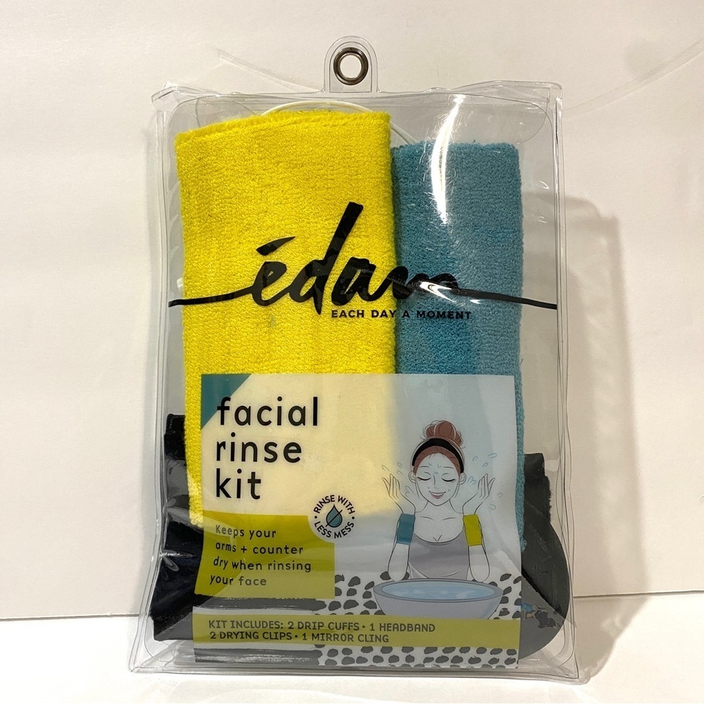 Facial Rinse Kit gift set wrist bands cuffs head band drying‎ clips mirror clip